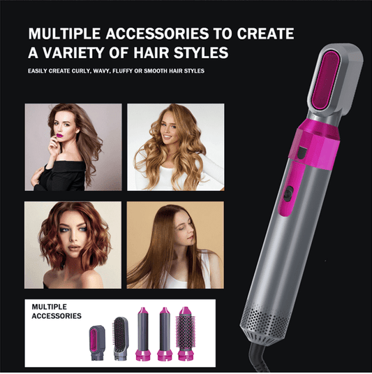 5-in-1 Hot Air Brush – Hair Dryer, Straightener & Curler Styling Tool