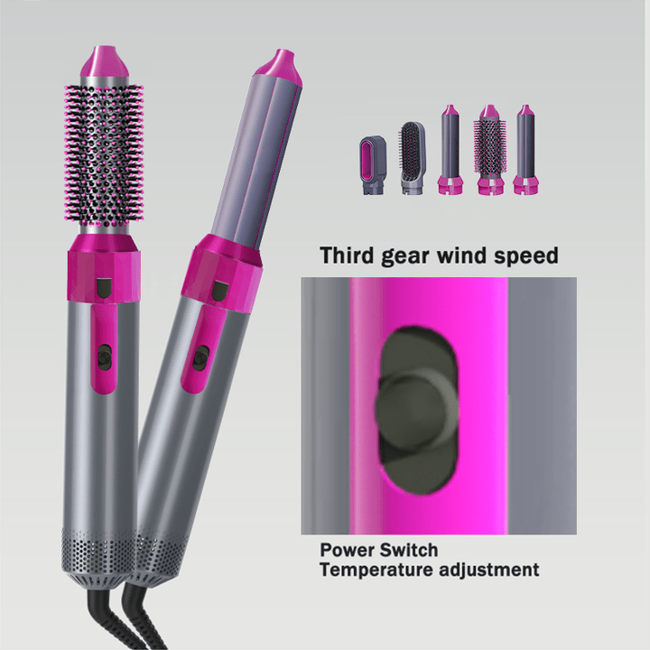 5-in-1 Hot Air Brush – Hair Dryer, Straightener & Curler Styling Tool