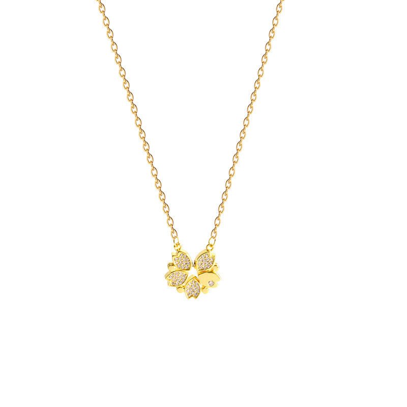 Luxury Four Leaf Clover Pendant Necklace – Crystal Heart Jewelry