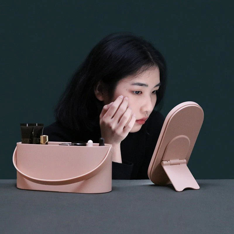 Portable LED Light Storage Box with Makeup Mirror